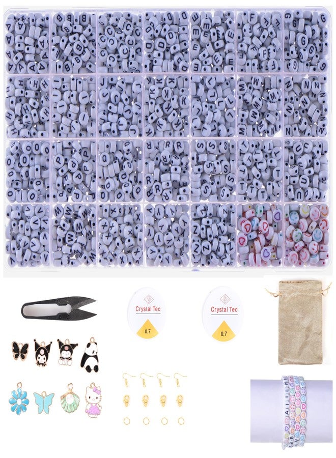 Ambitieux DIY Bracelet-Making Kit with 1100+ Clay Beads, 26 Alphabet Beads (Black & White), Smiley & Heart Emojis, Charms & Accessories - Complete Friend Ship Bracelet Jewelry Crafting Set - Image 1